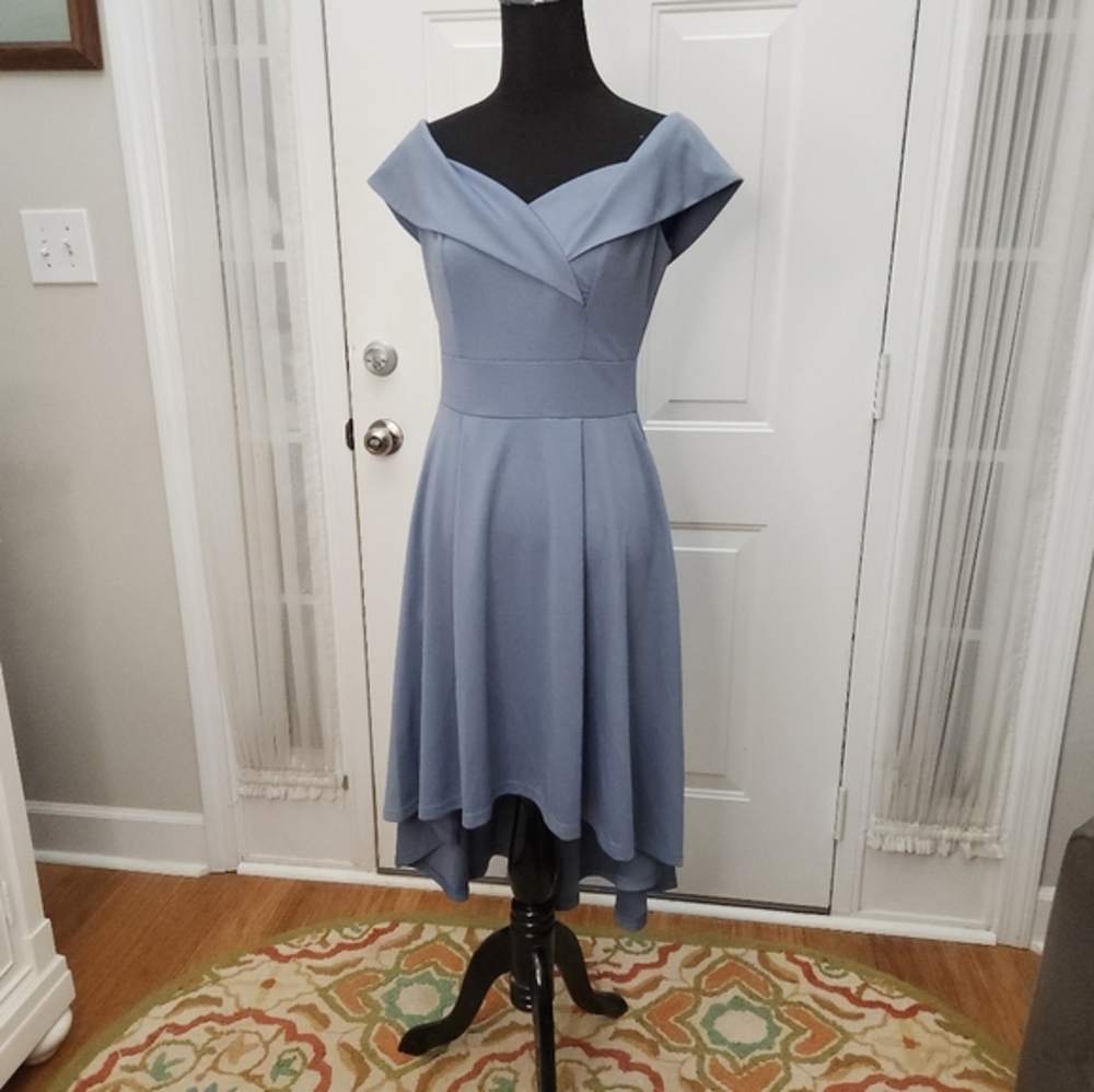 NWT Jasambac Off Shoulder High Low A Line Wedding Guest Party Cocktail Dress SM